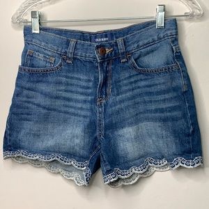 Old Navy Denim Shorts Size 14 Cotton Lace Trim